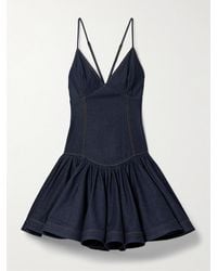 Zimmermann - Crush Mini-Jeanskleid Mit Raffungen - Lyst
