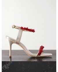 Manolo Blahnik - Cienzan 90 Bead-Embellished Satin Sandals - Lyst