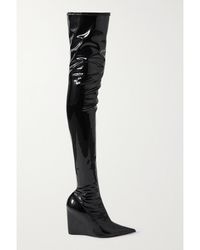 AMINA MUADDI - Danielle Stretch-Latex Wedge Thigh Boots - Lyst