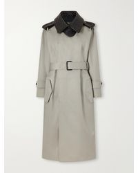 Bottega Veneta - Belted Intrecciato Leather-Trimmed Cotton-Gabardine Coat - Lyst