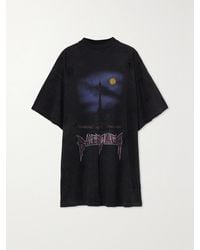 Balenciaga - Oversized Distressed Printed Cotton-Jersey T-Shirt - Lyst