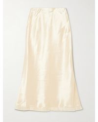 LoveShackFancy - Castle Frayed Satin Midi Skirt - Lyst