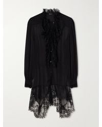 Ann Demeulemeester - Barah Ruffled Lace-Trimmed Silk-Chiffon Blouse - Lyst