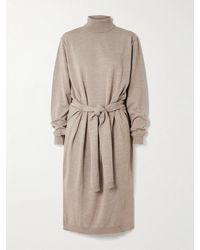 Lemaire - Belted Wool-Blend Turtleneck Midi Dress - Lyst
