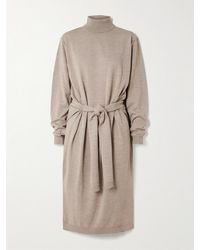 Lemaire - Belted Wool-Blend Turtleneck Midi Dress - Lyst