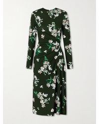 Erdem - Gathered Floral-Print Jersey Midi Dress - Lyst