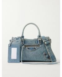 Balenciaga - Le City Small Embellished Denim Shoulder Bag - Lyst