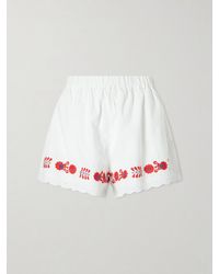 Sea - Catharina Embroidered Cotton And Linen Shorts - Lyst