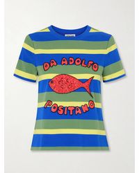 STAUD - Da Adolfo Weekender Striped Printed Cotton-Blend T-Shirt - Lyst
