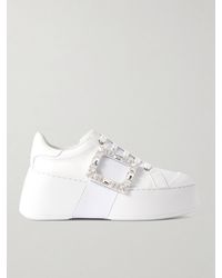 Roger Vivier - Viv Skate Sneakers Aus Leder Mit Gummibesatz Und Kristallen - Lyst