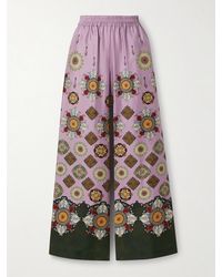 La DoubleJ - Icon Palazzo Printed Silk-Twill Wide-Leg Pants - Lyst