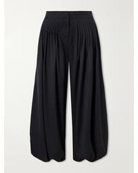 Abadia - Sherwal Pleated Wool-Blend Twill Tapered Pants - Lyst