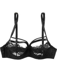 Coco De Mer Seraphine Bügel-bh Aus Satin Aus Einer Seidenmischung Und Leavers-spitze Mit Cut-outs - Schwarz