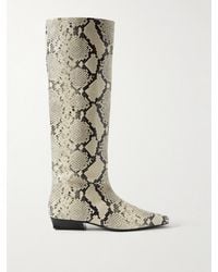 STAUD - Wally Snake-Effect Leather Knee Boots - Lyst