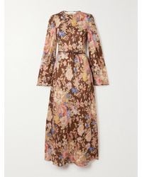 Zimmermann - Net Sustain August Belted Floral-Print Linen Maxi Dress - Lyst