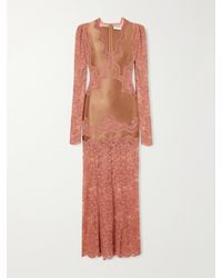 Rabanne - Lace-Trimmed Stretch-Satin Maxi Dress - Lyst