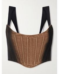 Mugler - Verkürztes Bustier Aus Denim Mit Farbverlauf Und Stretch-Jersey-Besätzen - Lyst