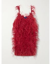Sharon Wauchob - Sara Feather-Trimmed Silk-Crepe Mini Dress - Lyst