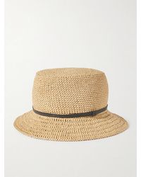 Brunello Cucinelli - Bead-Embellished Faux Raffia Bucket Hat - Lyst