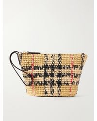 Burberry - Margate Leather-Trimmed Woven Raffia Clutch Bag - Lyst