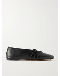 Bottega Veneta - Rosa Intrecciato-Trimmed Leather Ballet Flats - Lyst
