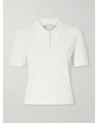 Tory Burch - Pointelle-Knit Polo Shirt - Lyst