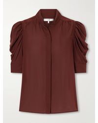 FRAME - The Gillian Gathered Silk Blouse - Lyst