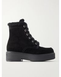 Gianvito Rossi - Shearling-Trimmed Suede Ankle Boots - Lyst