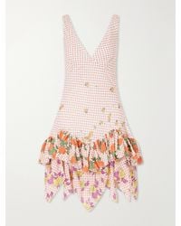 Donde Esteban - Pajaritos Y Rosas Ruffled Cotton Mini Dress - Lyst