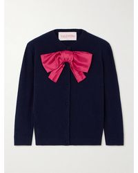 Valentino Garavani - Silk Satin-Trimmed Wool Cardigan - Lyst