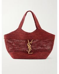 Saint Laurent - Icare Maxi Leather-Trimmed Raffia Tote - Lyst