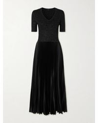 JOSEPH - Domat Metallic Merino Wool-Blend And Pleated Satin Dress - Lyst