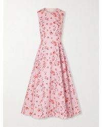 Emilia Wickstead - Chelsea Pleated Floral-Print Organic Cotton-Poplin Midi Dress - Lyst