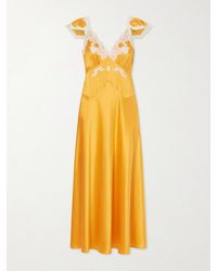 Doen - Fiona Lace-Trimmed Silk-Satin Midi Dress - Lyst