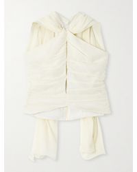 Posse - Solene Scarf-Detailed Ruched Chiffon Halterneck Top - Lyst