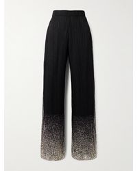 ‎Dima Ayad - Metallic Plissé-Tulle Wide-Leg Pants - Lyst