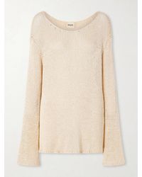 KHAITE - Davet Open-Knit Silk And Cotton-Blend Sweater - Lyst