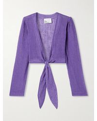Lisa Marie Fernandez - Net Sustain Cropped Tie-Front Linen-Blend Gauze Blouse - Lyst