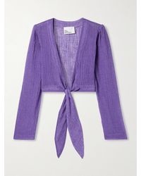 Lisa Marie Fernandez - Net Sustain Cropped Tie-Front Linen-Blend Gauze Blouse - Lyst