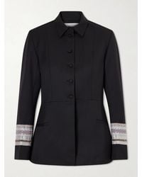 Abadia - Grosgrain-Trimmed Wool-Blend Twill Jacket - Lyst