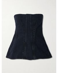 Agolde - Lara Strapless Paneled Denim Bustier Top - Lyst