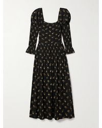 Doen - Wilmina Shirred Floral-Print Cotton-Blend Maxi Dress - Lyst
