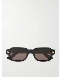 Bottega Veneta - Intrecciato Rectangular-Frame Acetate Sunglasses - Lyst