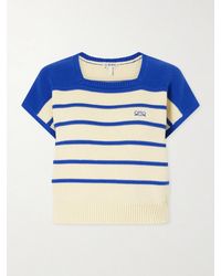 Loewe - Anagram-Embroidered Striped Cotton And Wool-Blend Sweater - Lyst