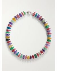 Julietta - Mira Rhodium-Pleated-Stone Beaded Necklace - Lyst