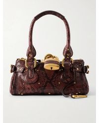 Chloé - Paddington Python-Effect Locket-Detail Shoulder Bag - Lyst