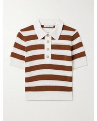 FRAME - Striped Cashmere And Cotton-Blend Polo Shirt - Lyst