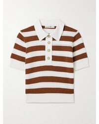FRAME - Striped Cashmere And Cotton-Blend Polo Shirt - Lyst