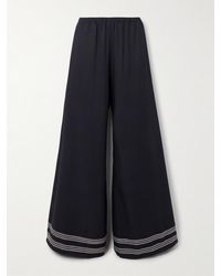 Bode - Mathilde Embroidered Twill Wide-Leg Pants - Lyst