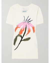 Conner Ives - Floral-Appliquéd Ribbed Cotton-Jersey T-Shirt - Lyst